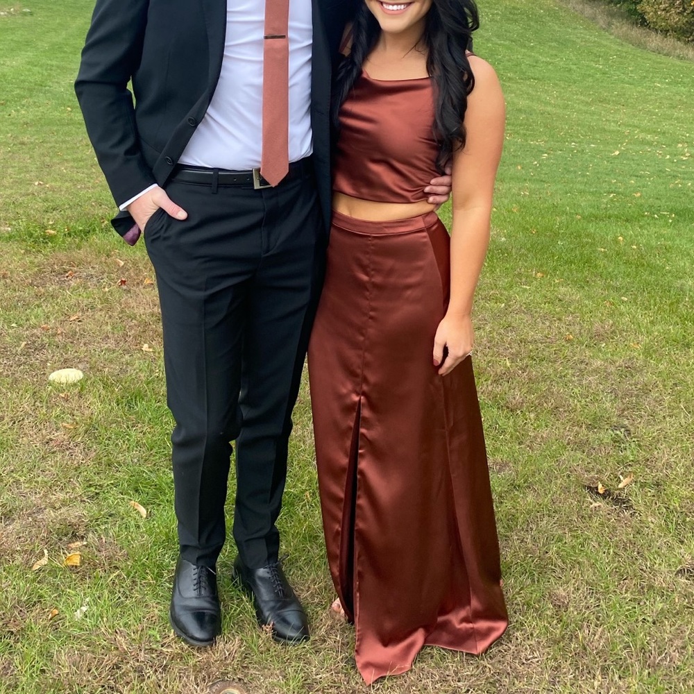 PROM DRESS! Revelry Satin Cinnamon Rose Two Piece Prom or Bridesmaid dress